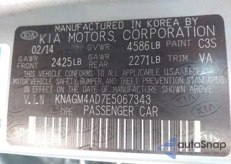 2014 Kia Optima Hybrid Lx z USA, uszkodzony, nr VIN KNAGM4AD7E5067343